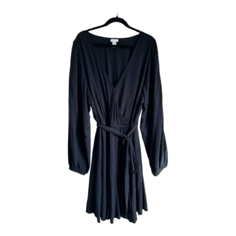 Ava & Viv Black Balloon Sleeve Woven Dress sz xxl